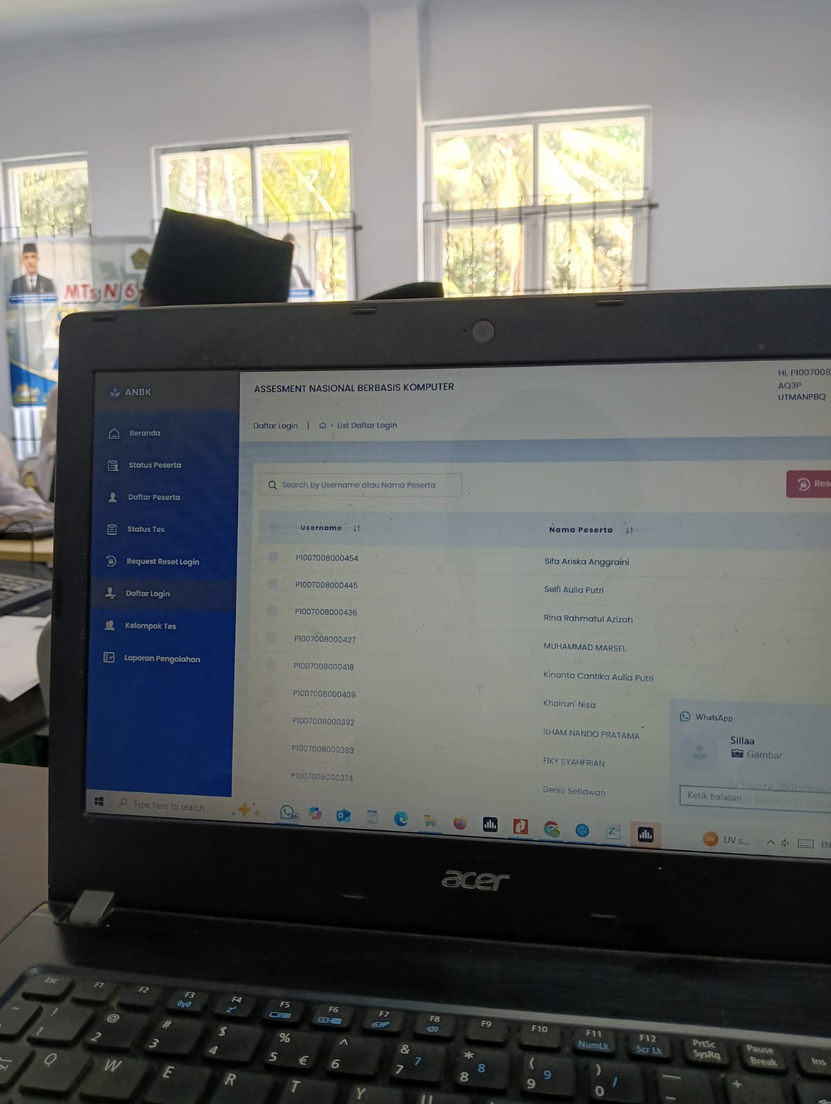 Hari Pertama ANBK Utama Gelombang I sesi 3 luar biasa semangatnya meskipun sudah siang. MTsN 6 Merangin Berjalan Lancar dan Tertib
