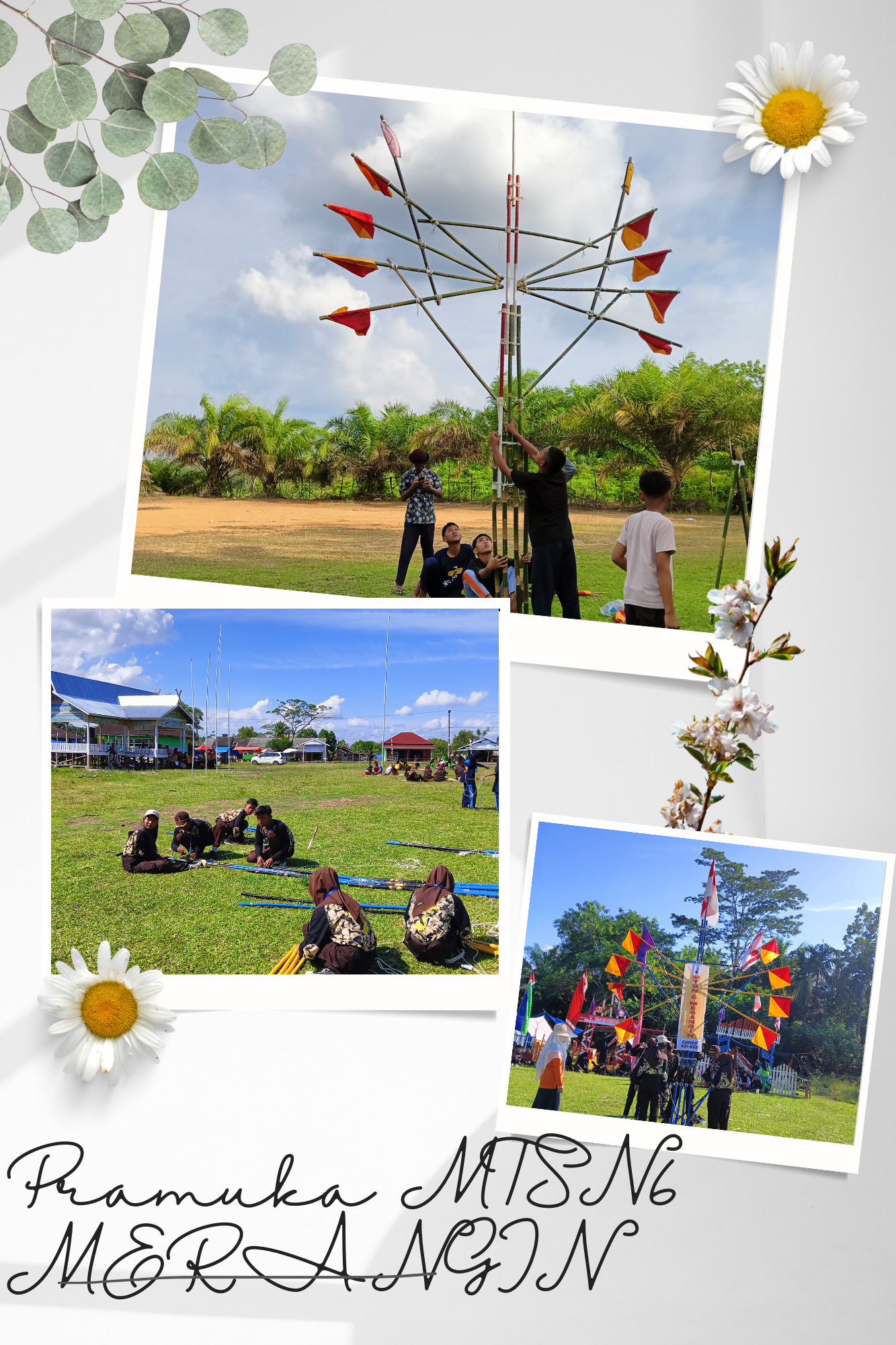Kreatifitas Anak-Anak Pramuka MTSN6 MERANGIN Memukau Dalam Pembuatan Pionering Kreasi Tiang Bendera